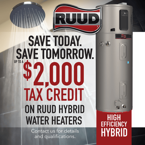 2024 May-June Ruud Hybrid Water Heater Tax Credit Rebate Social Post